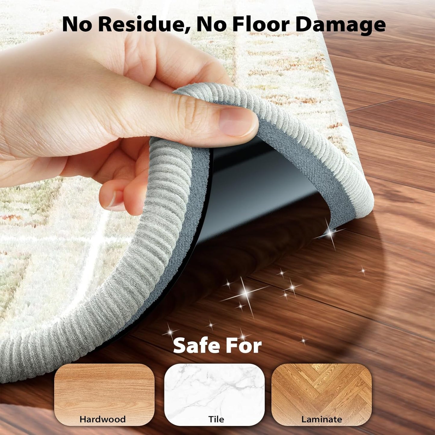PHIXBEAR Rug Tape - 16 Pcs Reusable & Washable Anti-Slip Pads for Hardwood & Tile Floors | Residue-Free, Keeps Rugs Flat