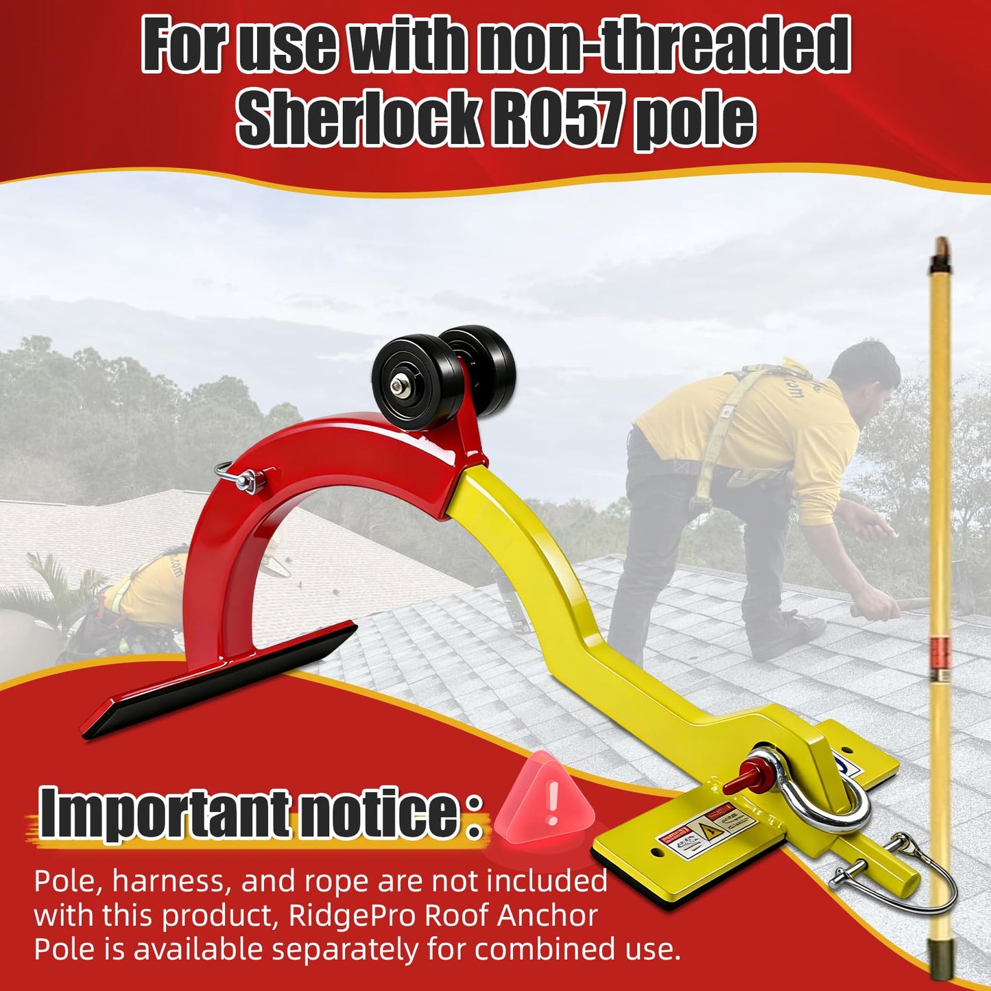 Roof Anchor,Roof Hook,5000 Lb Capacity for 6/12-12/12 Pitch Roofs,RidgePro Roof Anchor(No Pole)