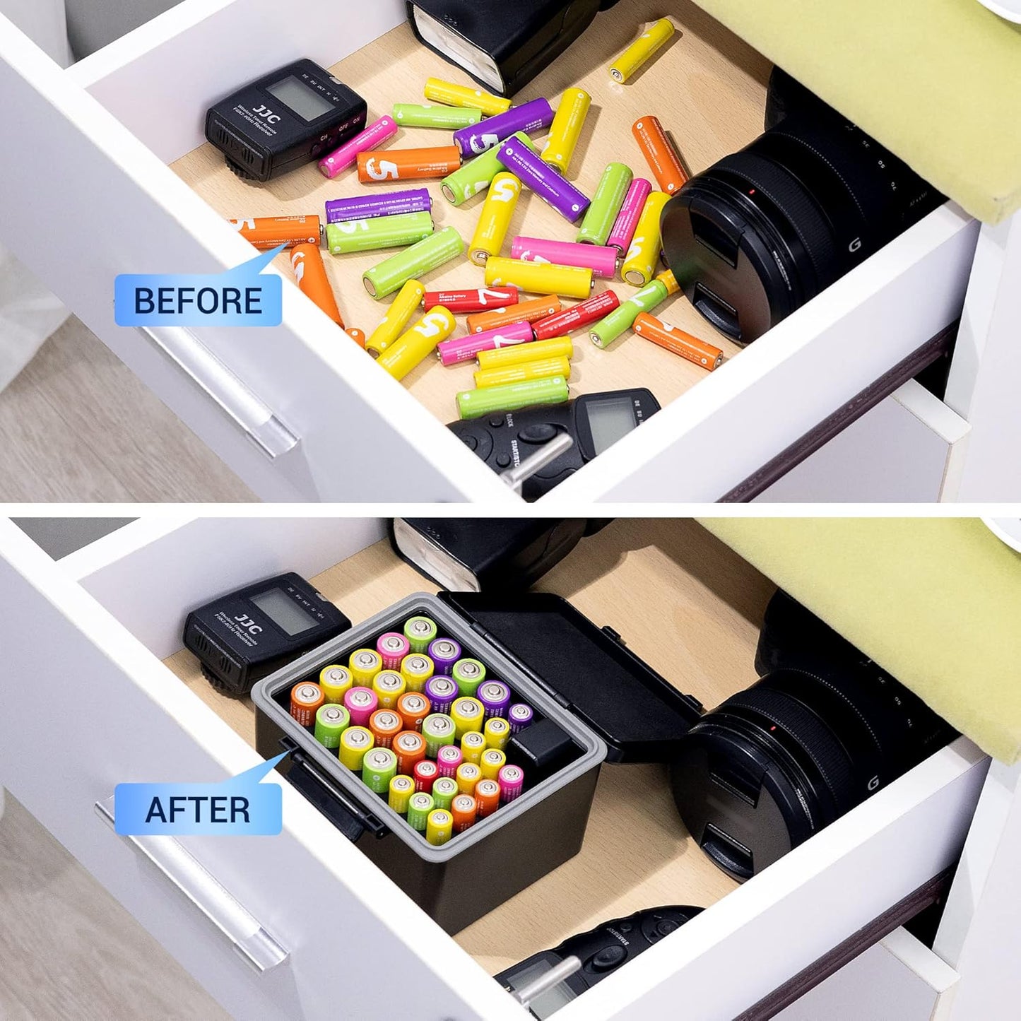 JJC 20 14 AA AAA Battery Case Holder for Double A Battery and Triple A Battery with Removable Battery Tester