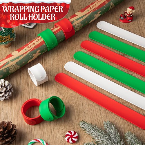 LBSXQGS Holiday Wrapping Paper Holder - 24Pcs Red, Green & White Storage Solution for Christmas Gifts