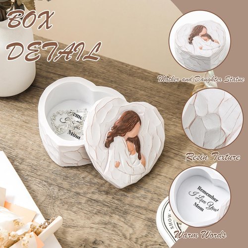 Mom and Daughter Figurine Keepsake Box - Hand-Painted 3D Jewelry & Trinket Box | Perfect Gift for Mother's Day