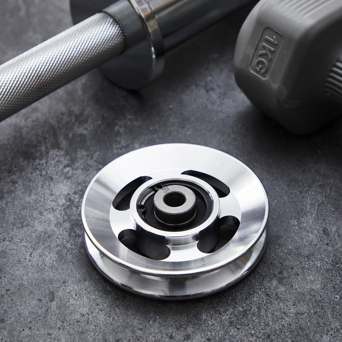 Soulchen 2/4/6/8/10/12 Pcs Aluminum Pulleys for Cable Machine Sets, 90mm Aluminum Alloy Bearing Gym Pulley Wheel for Home Gym Equipment Exercise Pulldown Attachments(Aluminium,Sliver,4 Pcs)