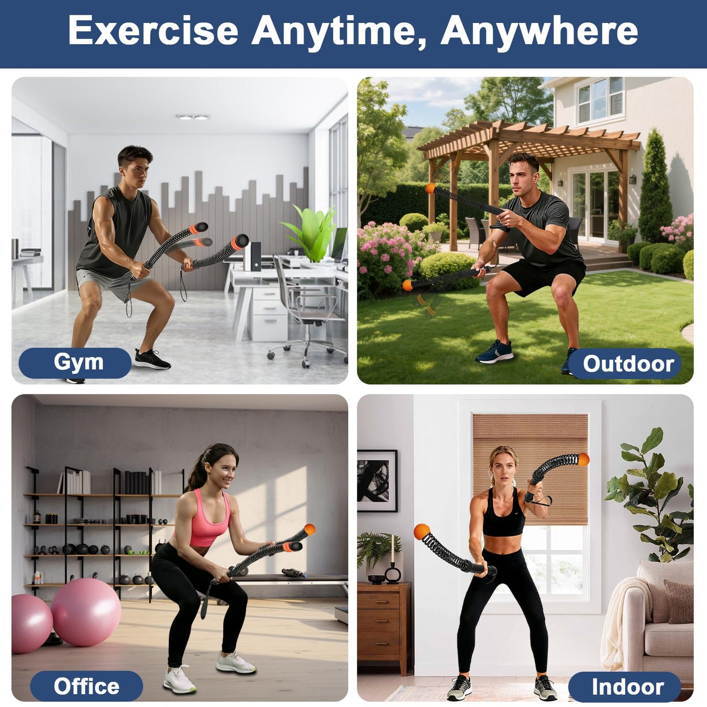 Weighted Ropeless Battle Ropes, Heavy Duty Portable Cordless Battle Ropes for Home Gym, Exercise Equipment for Low-Impact Aerobic Training, Strength & HIIT, for Men & Women