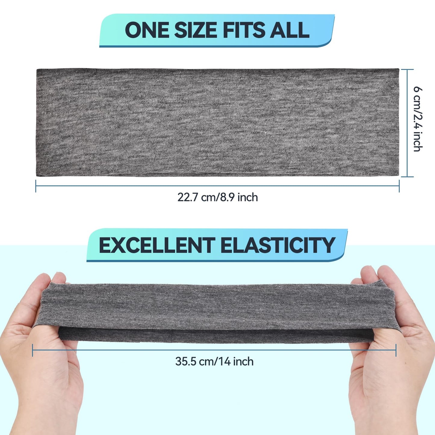 14 PCS Headbands for Women, Soft Elastic Hairbands, Fashion Non-Slip Cotton Sweat-Absorbent Sports Head Bands for Daily Workout, Running, Yoga, Makeup