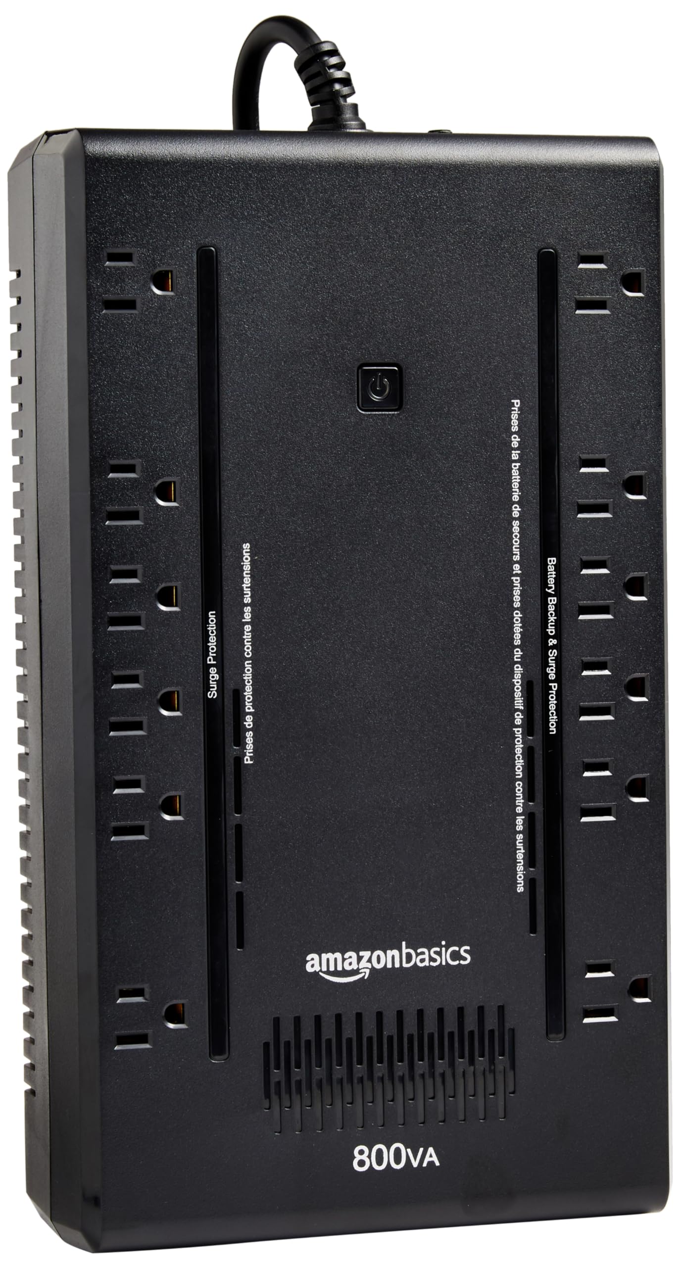 Amazon Basics UPS Battery Backup & Surge Protector, 800VA/450W, 12 Outlets, Standby Uninterruptible Power Supply, Compact, Black