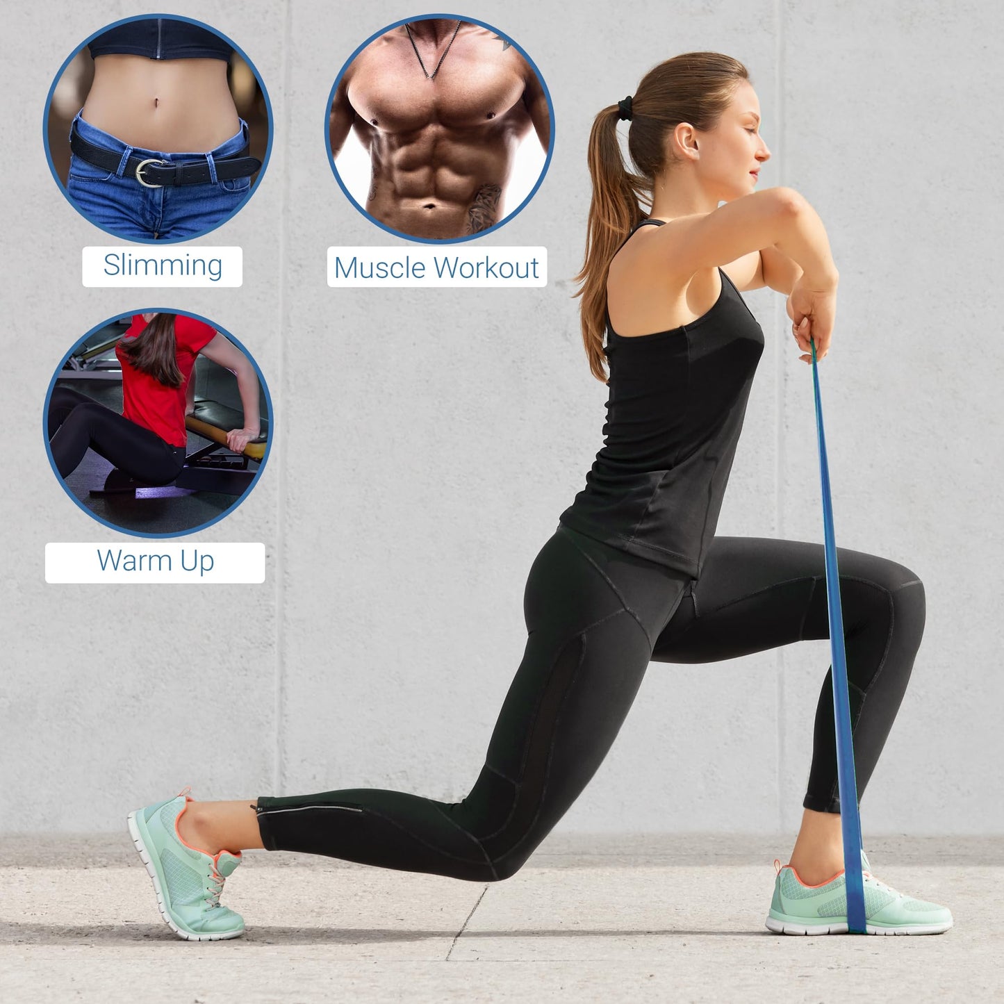 TechStone Resistance Bands Set – 5 Levels Loop Exercise Bands for Men & Women, Elastic Workout Bands for Home Gym, Training, Yoga & Fitness, Carry Bag Included (Blue)