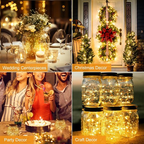 Btfarm 24 Pack Fairy Lights - Battery Operated 3 Modes, 7ft 20 LED Waterproof Twinkle Lights | Warm White for Christmas & Weddings