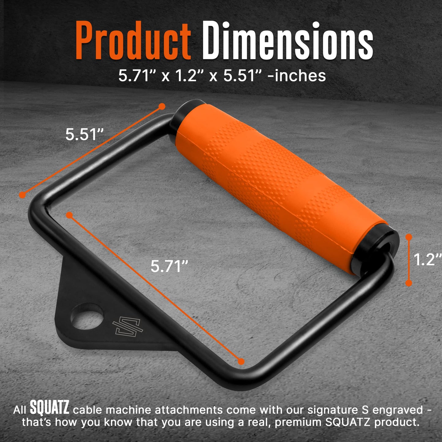 SQUATZ Single D Row Handle - Non-Slip Handle Cable Attachment for Weight Workout with 360 Degree Rotational Knuckle, Great for Seated Row Exercises, Fit Nicely for All Cable Machine Systems