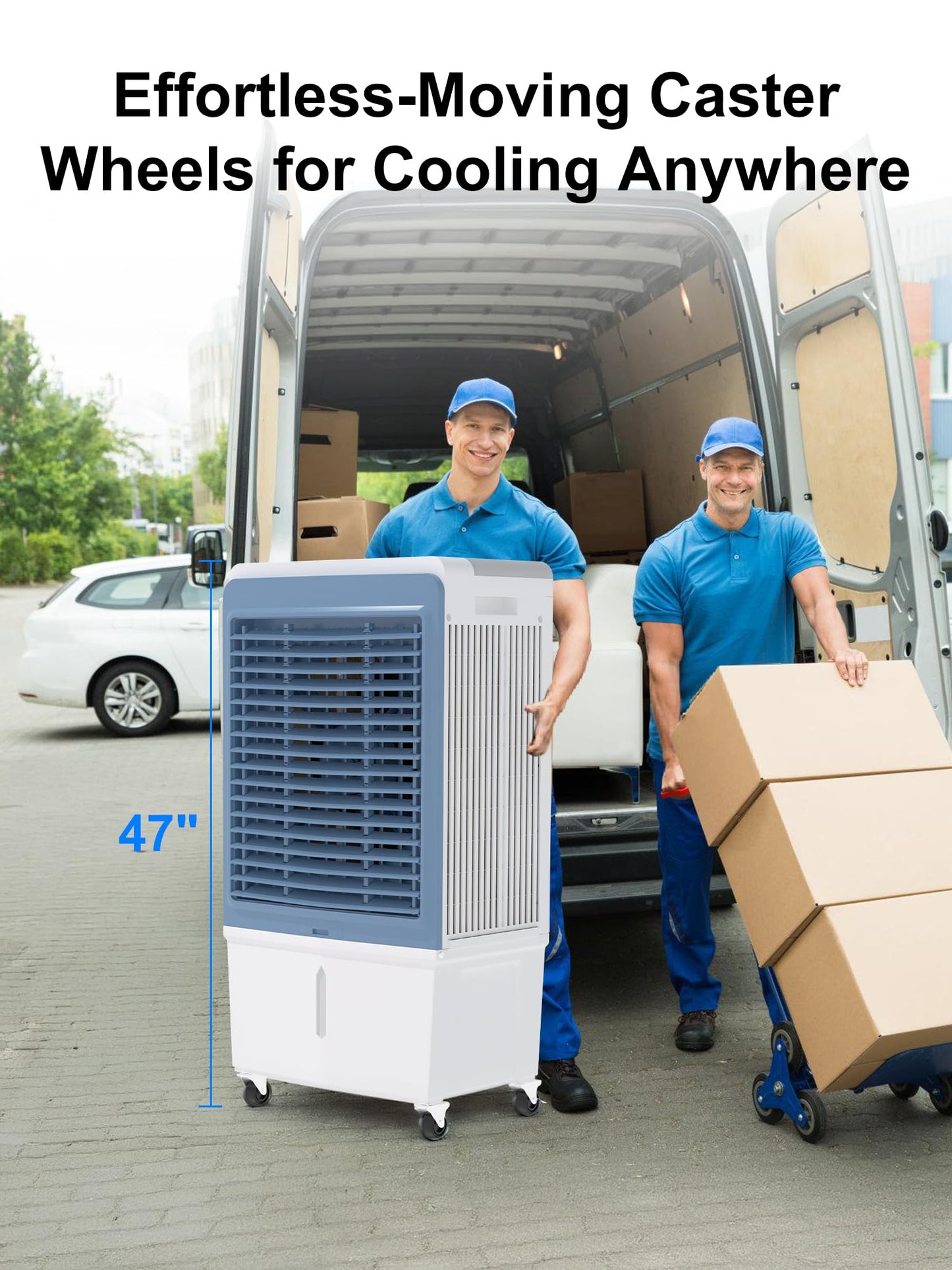 Uthfy 6000 CFM Swamp Cooler Air Conditioner, Outdoor Evaporative Air Cooler with 13.5 Gal Water Tank, Remote, 120° Oscillation, 12H Timer, 47" Portable AC with Copper Motor for Patio, Garage