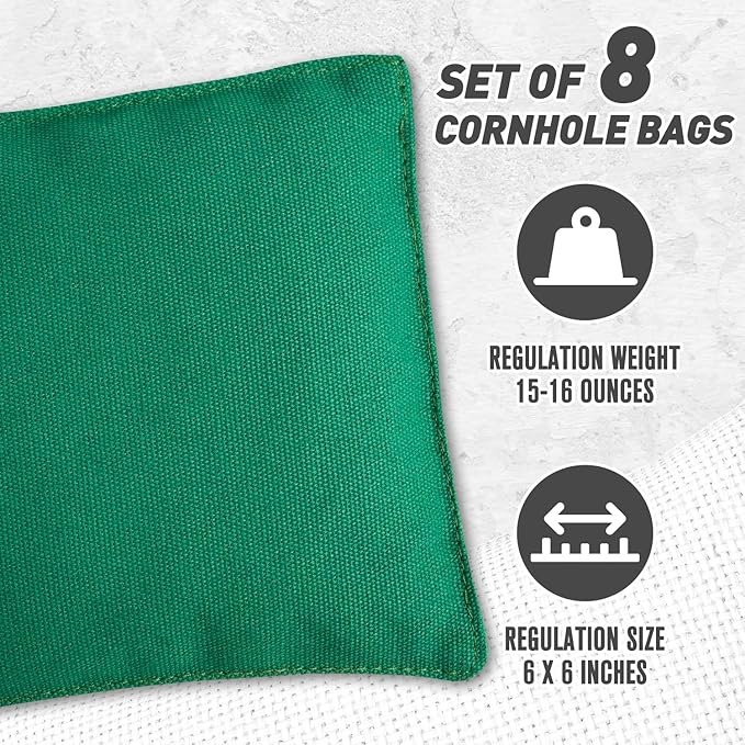 Cornhole Bags Set of 8 Regulation Corn Hole Bean Bags for Cornhole Game, Professional Weather Resistant Corn Hole Bags with Tote Bag