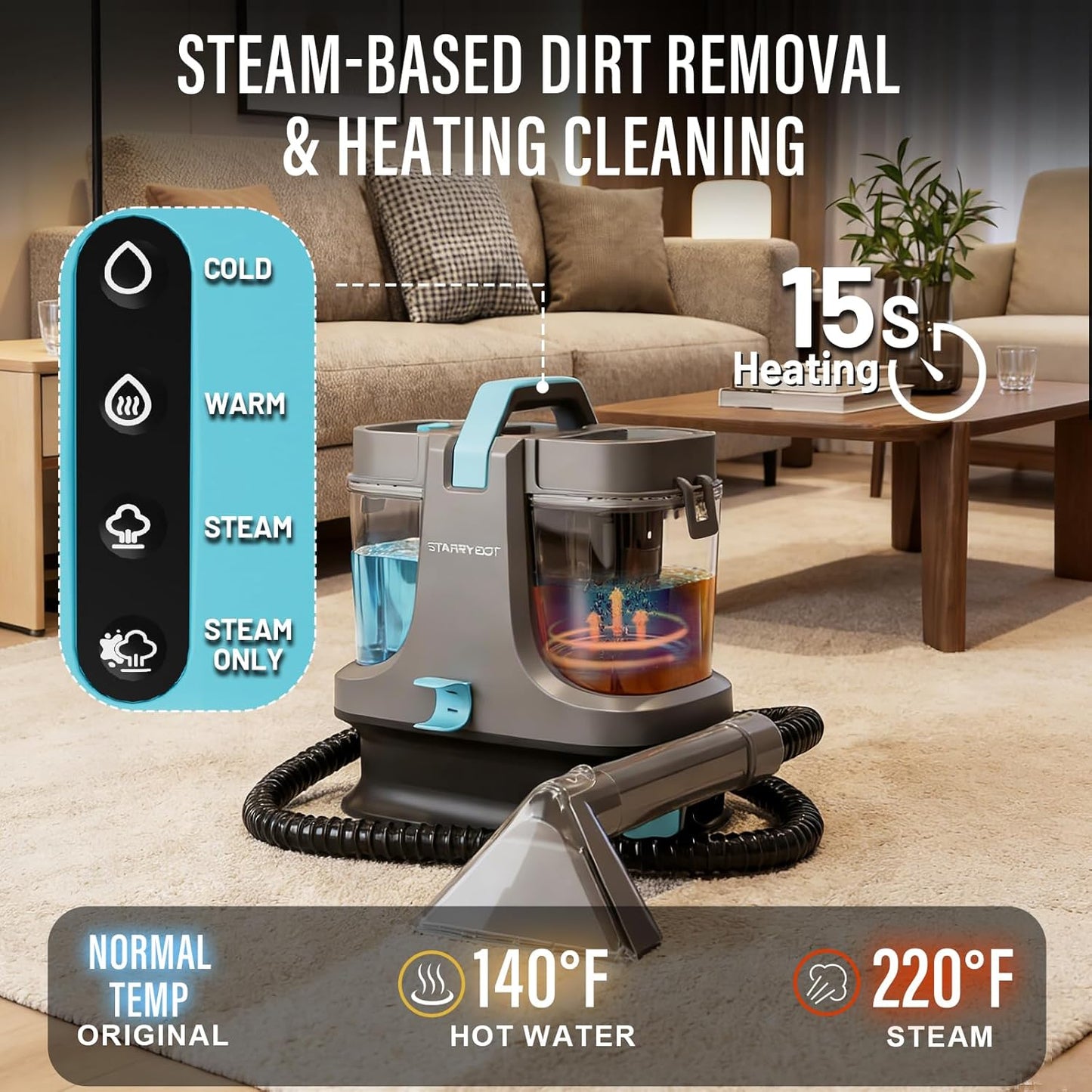 Starrybot Portable Carpet Cleaner - Powerful Deep Cleaning Machine for Home | Compact Design