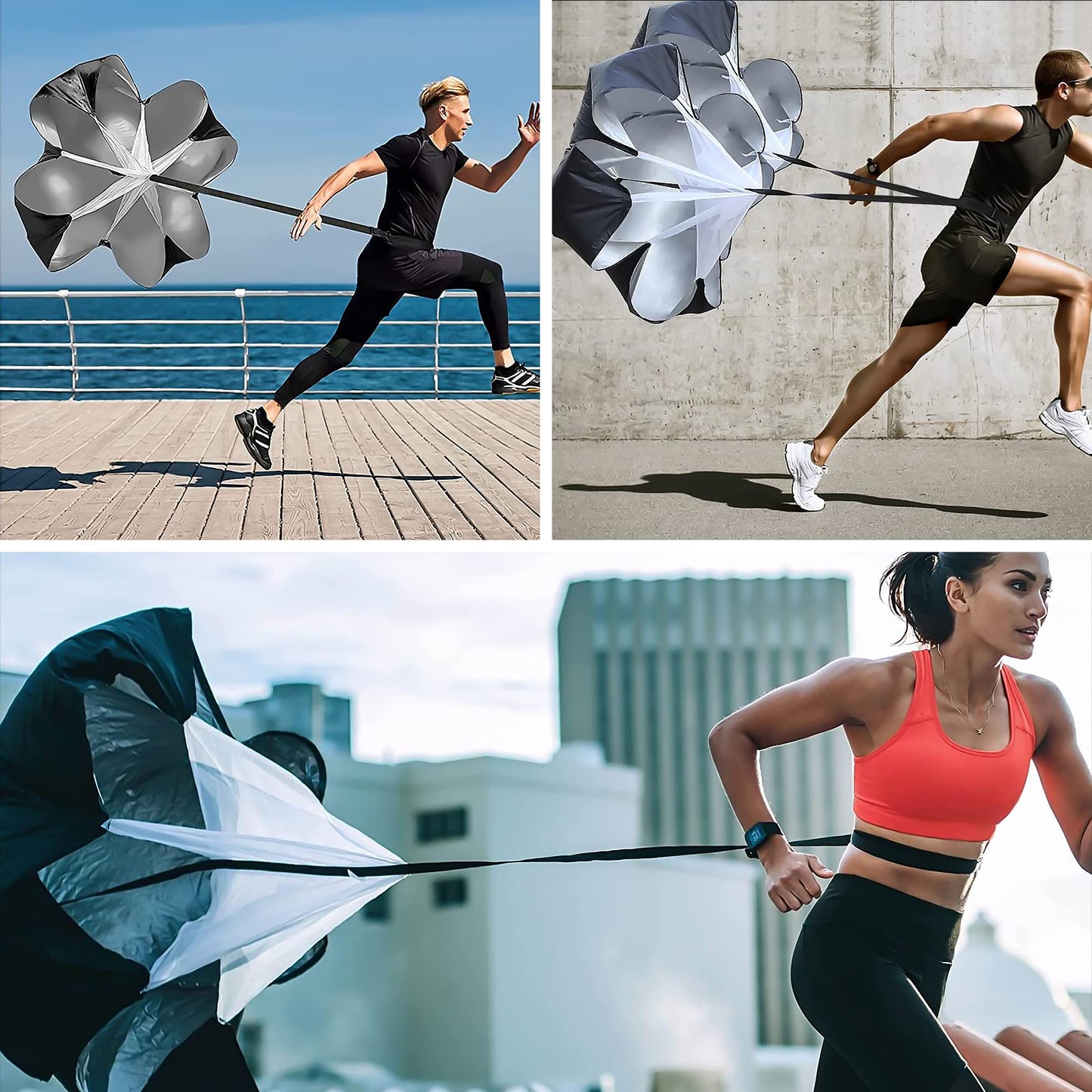 "N/A" 2 Umbrella Running Parachute Speed Training 56 inch Speed Training Resistance Parachute for Kids Youth and Adults Weight Bearing Running and Fitness Core Strength Training