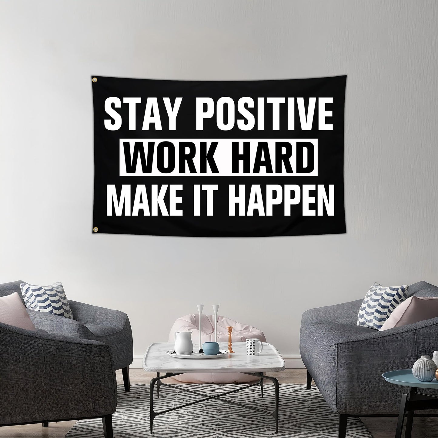 Aroxtms Discipline Motivational Flag 3x5 Ft Stay Positive Work Hard Make It Happen Gym Motivational Inspirational Flags for Room Guys Home Gym Bedroom College Dorm Motivational Wall Decor Banner