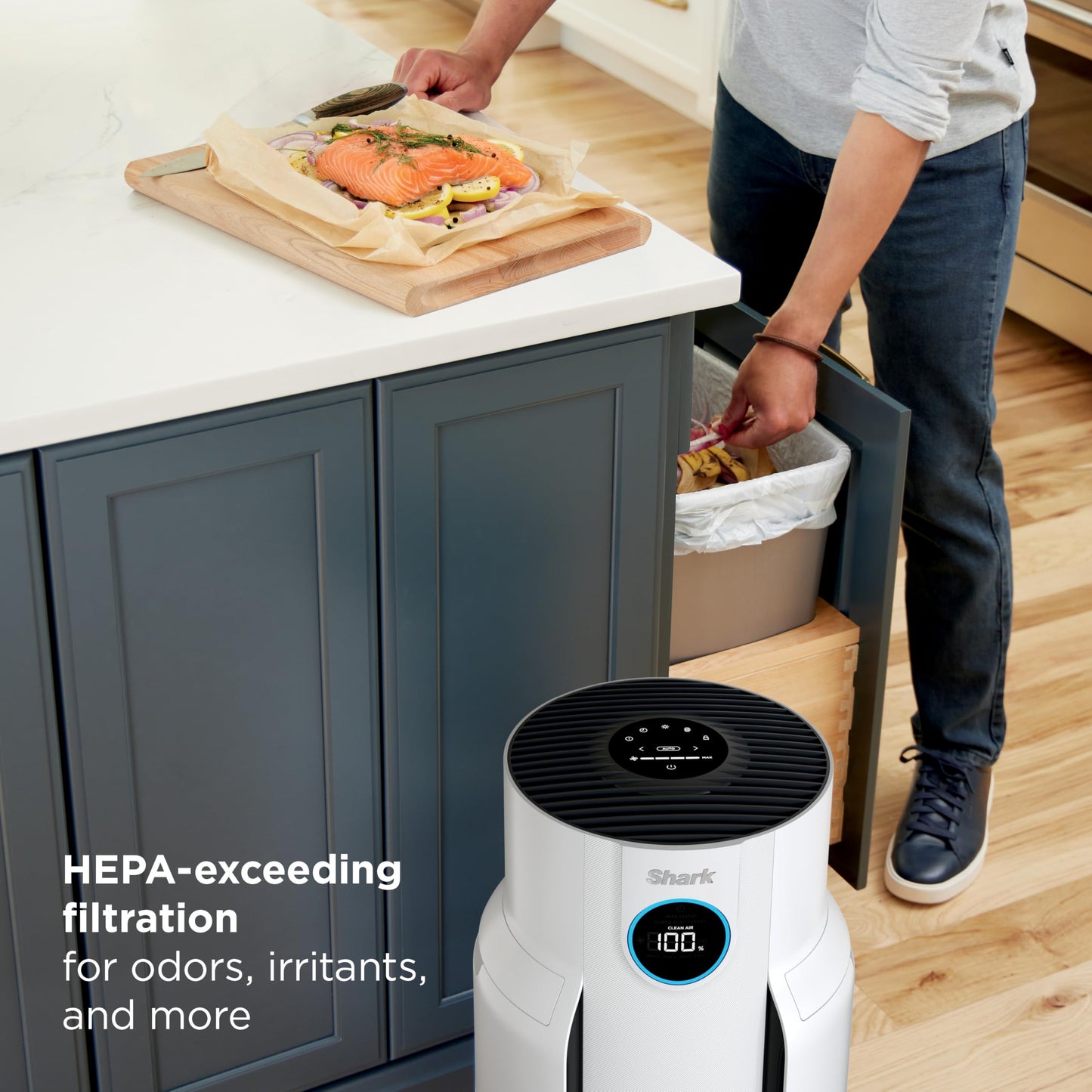 Shark Air Purifier for Home with NeverChange(5-Year) HEPA Air Filter, 1400 sq. ft. for Powerful Multi-Room Purification, Filters Smoke, Captures 99.98% of Particles & Dust, HP302, White