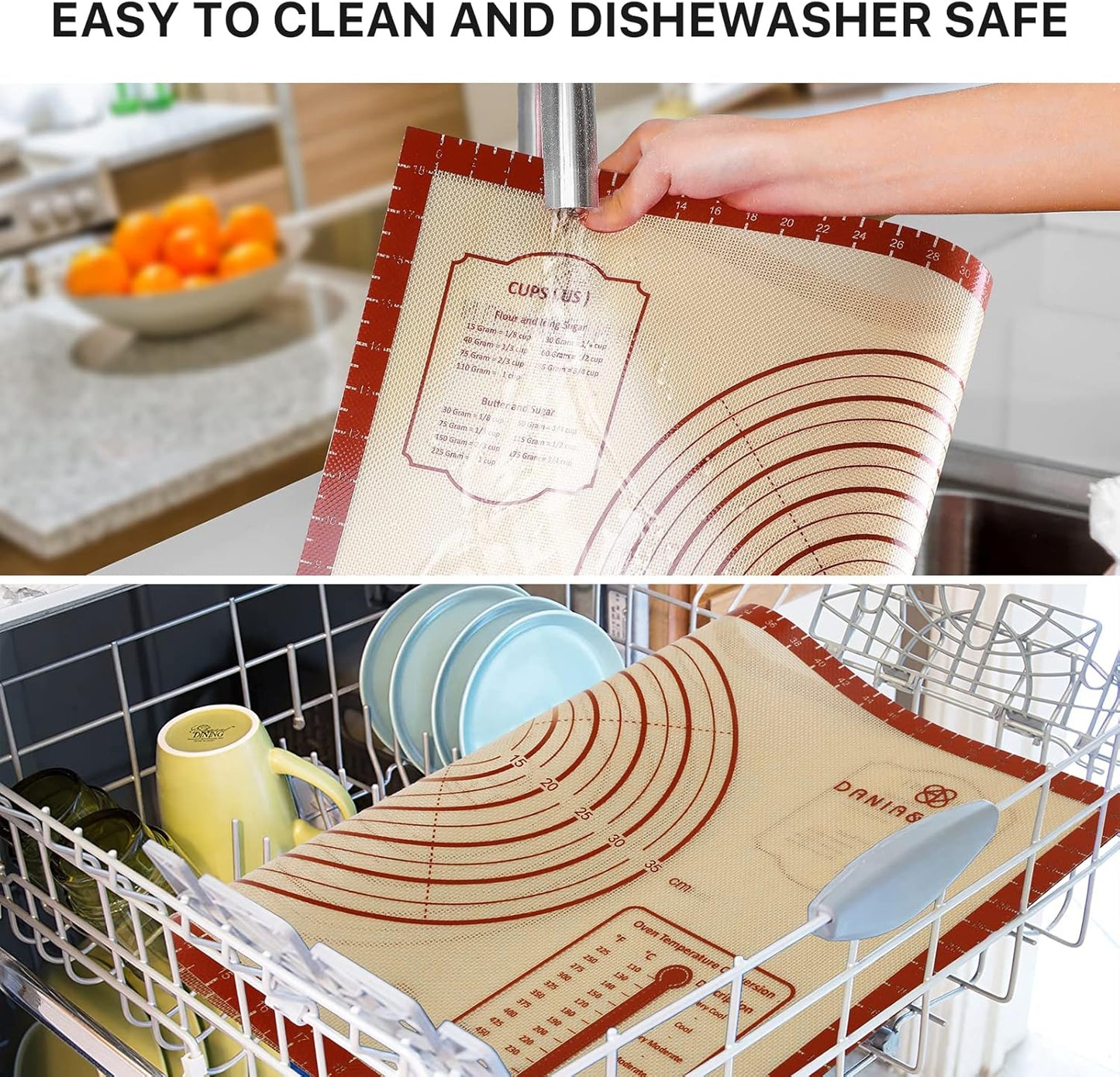 Skiennix Silicone Baking Mat - Extra Thick Non-Stick Dough Rolling Sheet | 28" x 20" Reusable Food Grade Mat for Cookies, Macarons, and Pastry