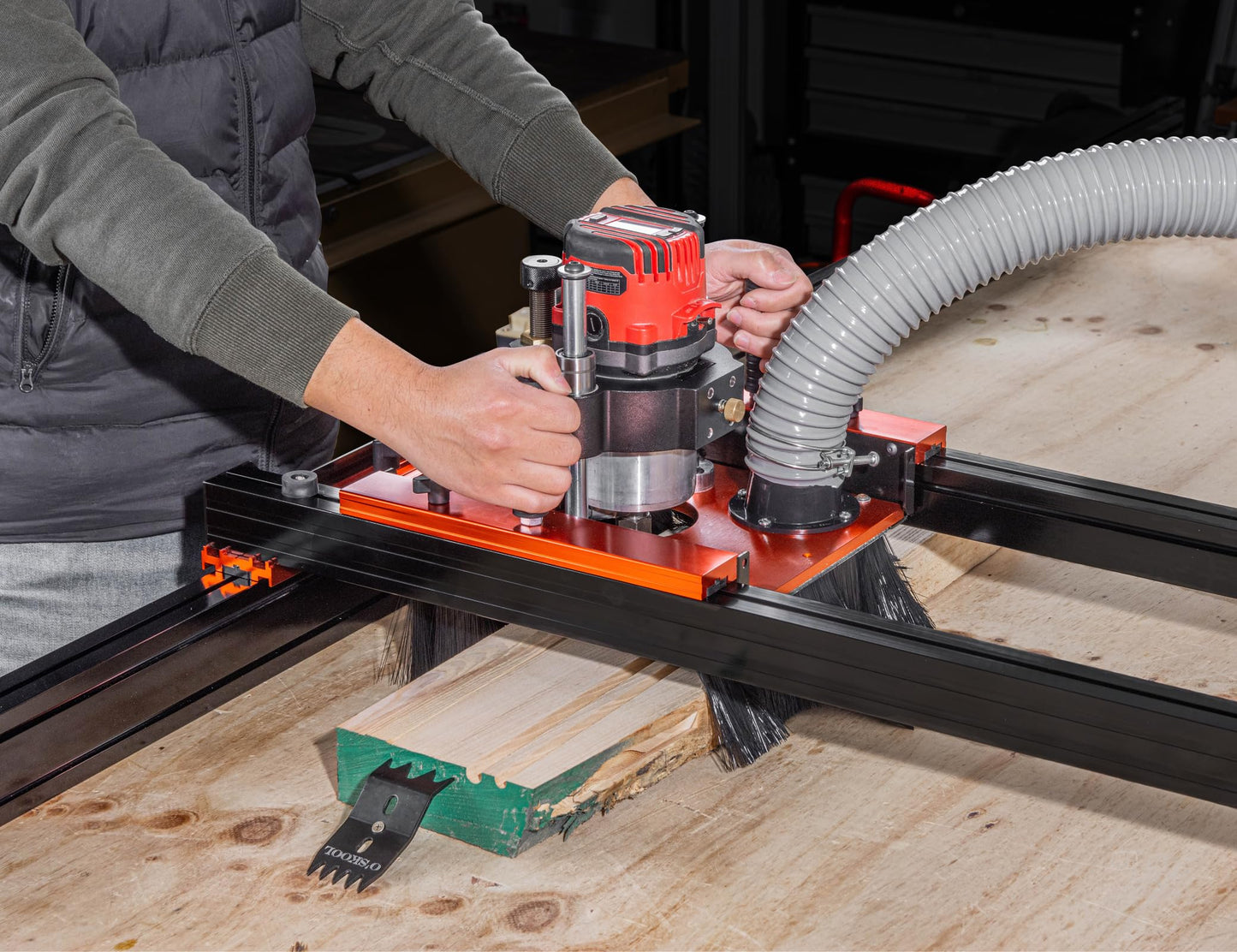 O'SKOOL Slab Flattening Router Sled with 3-Axis Gantry Jig and 3.5" Router Lift, Wood Slab Flattening Jig for Live Edge Slabs, Table Tops, River Tables, Cutting Boards and Workbenches, RTA012