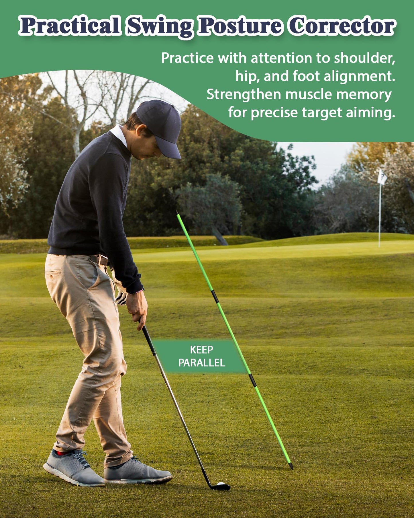 Josongslax Golf Alignment Sticks, 2 Pack Plastic 49" Collapsible Alignment Stick Golf Practice Rods Aid for Aiming, Putting, Swing Trainer, Posture Corrector with Tube Case, Golf Training Equipment