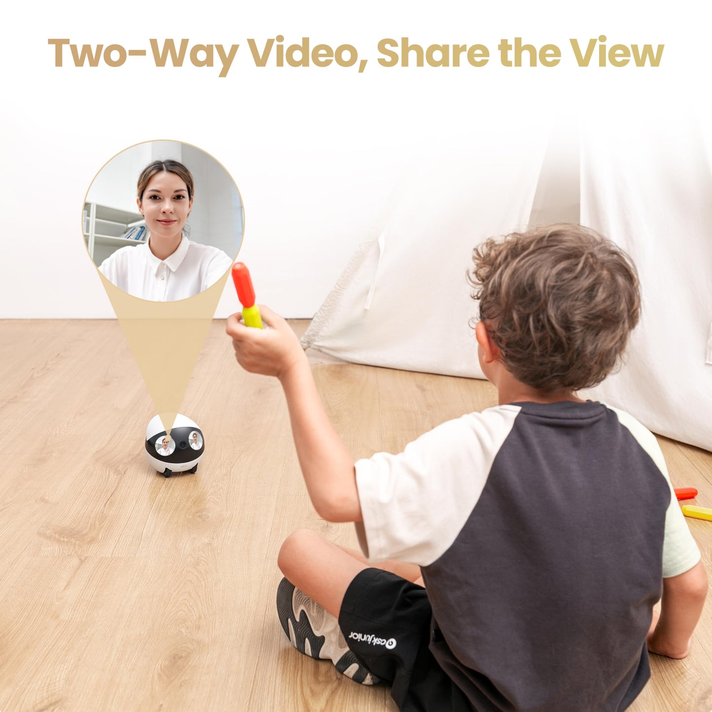 Enabot EBO Air 2S FamilyBot Home Robot Camera: 2.5K Indoor Pet Cam, Movable Robot Camera, 2-Way Video, Auto-Recharge, Long Battery Life, Custom Facial Image, Night Vision
