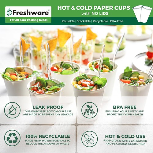 Freshware Coffee Cups 16 oz [1000 Pack] Disposable Paper Cups for Hot or Iced Coffee Cup, Slushie Cup, Milkshakes, Smoothies, and Tea