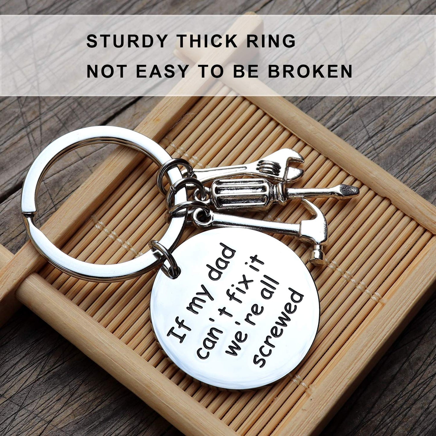XGAKWD Dad Papa Funny Keychain Gift for Fathers Day, If My Dad Can't Fix It We're All Screwed, Christmas Birthday Key Chain for Father
