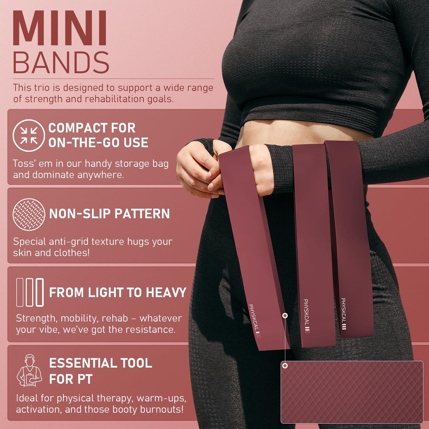 PhysKcal Pilates Ring Set, 15-Inch Pilates Circle with 1x Core Ball, 3X Resistant Loop and 2X Flex Band, Home Pilates on Mat Essential Kit (Plum)