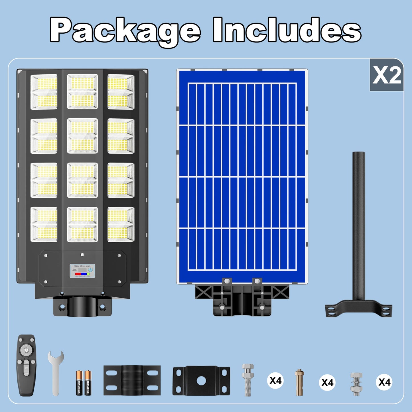 8000W Solar Street Light Outdoor Waterproof, 240000LM Solar Powered Parking Lot Lights Large Street Light Dusk to Dawn with Motion Sensor, LED Flood Light Wide Angle Lamp for Patio and Parkling Lot