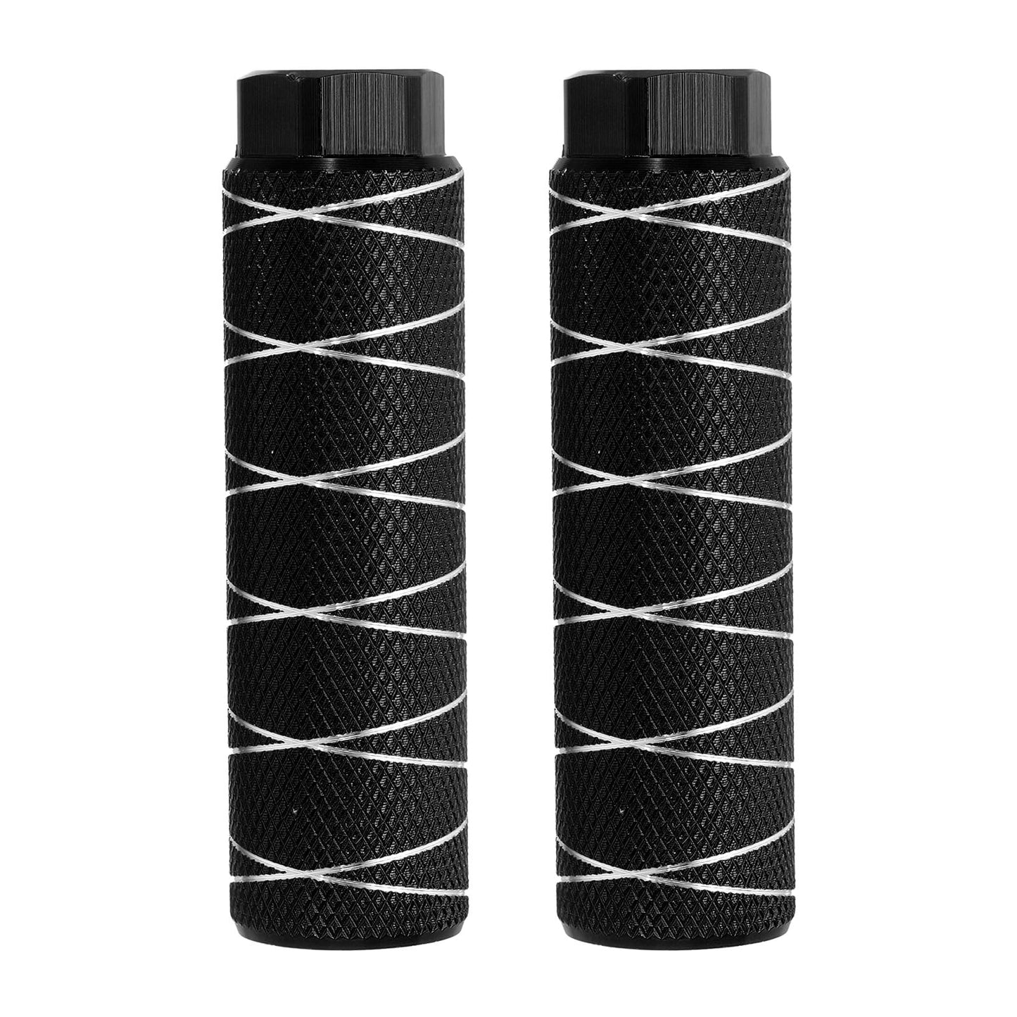 PATIKIL Bike Pegs Fit 3/8 Inch Axles, 2 Pack Aluminum Alloy Anti-Skid Lead Foot Small Bicycle Peg Back Seat Stands with Thin Line for BMX Mountain Dirt Bike Cycling Rear, Dark Black