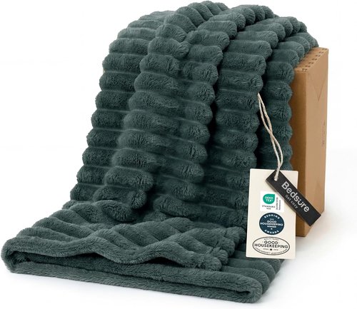 Bedsure GentleSoft Fleece Blanket - Cozy Mallard Green Throw for Couch, 50x60 Inches