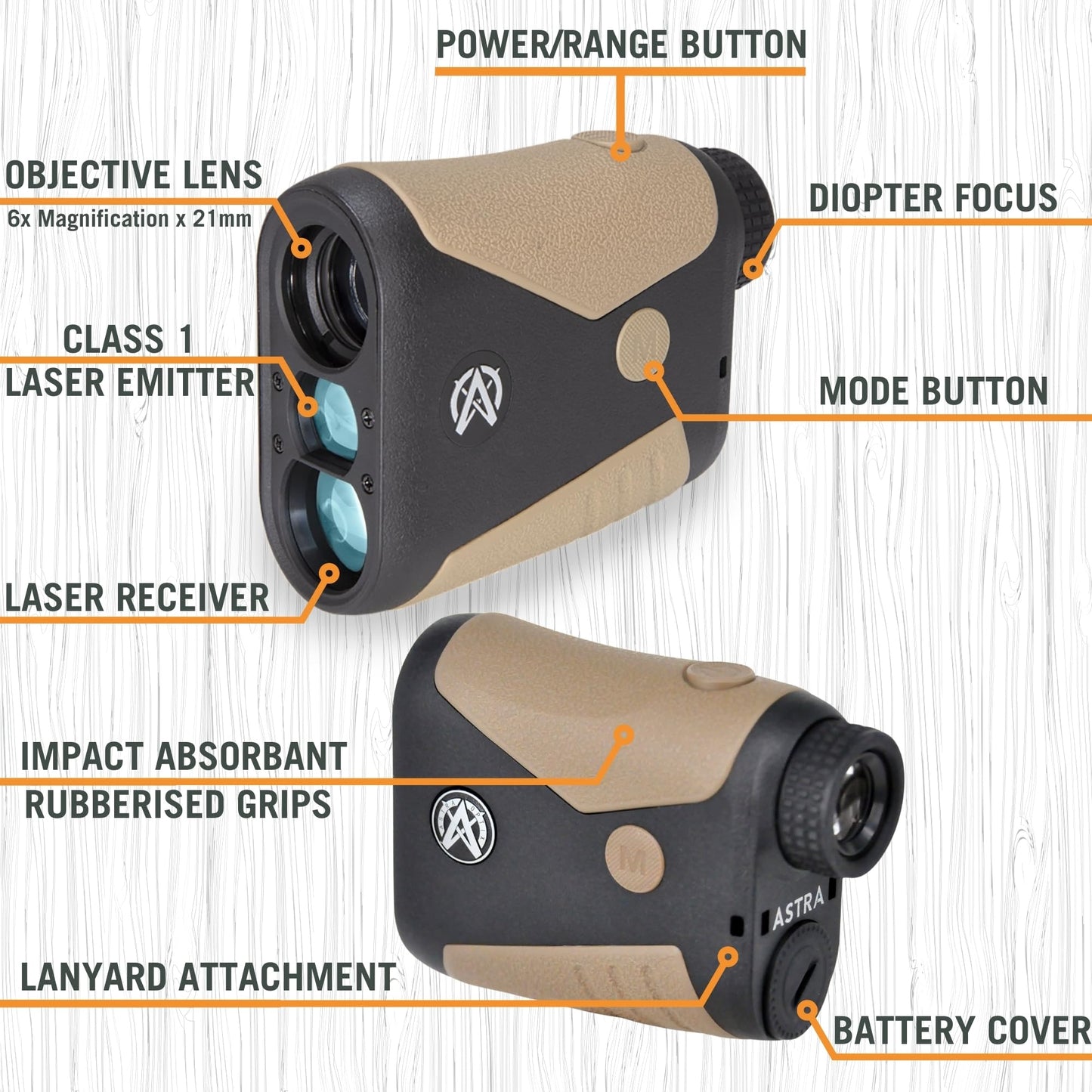 Astra Optix OTX/HTX1600 1760yd Laser rangefinder for Hunting, Shooting and Golfing with Red OLED/HD LCD Fast 0.10s and Accurate +/-1yd (OTX1600 1760yd Red OLED)