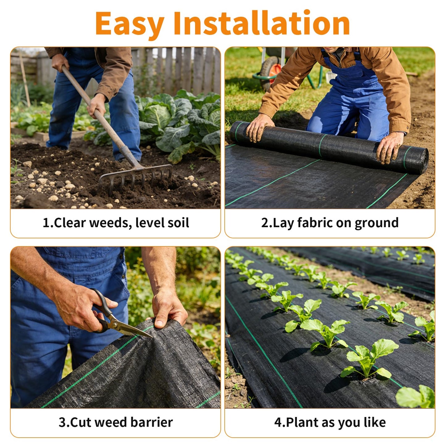 AMAGABELI GARDEN & HOME 4x50FT Weed Barrier Landscape Fabric Garden Cloth Heavy Duty Weed Control Blocker Mat Gardening Ground Cover Durable Woven Geotextile Fabric Driveway Underlayment