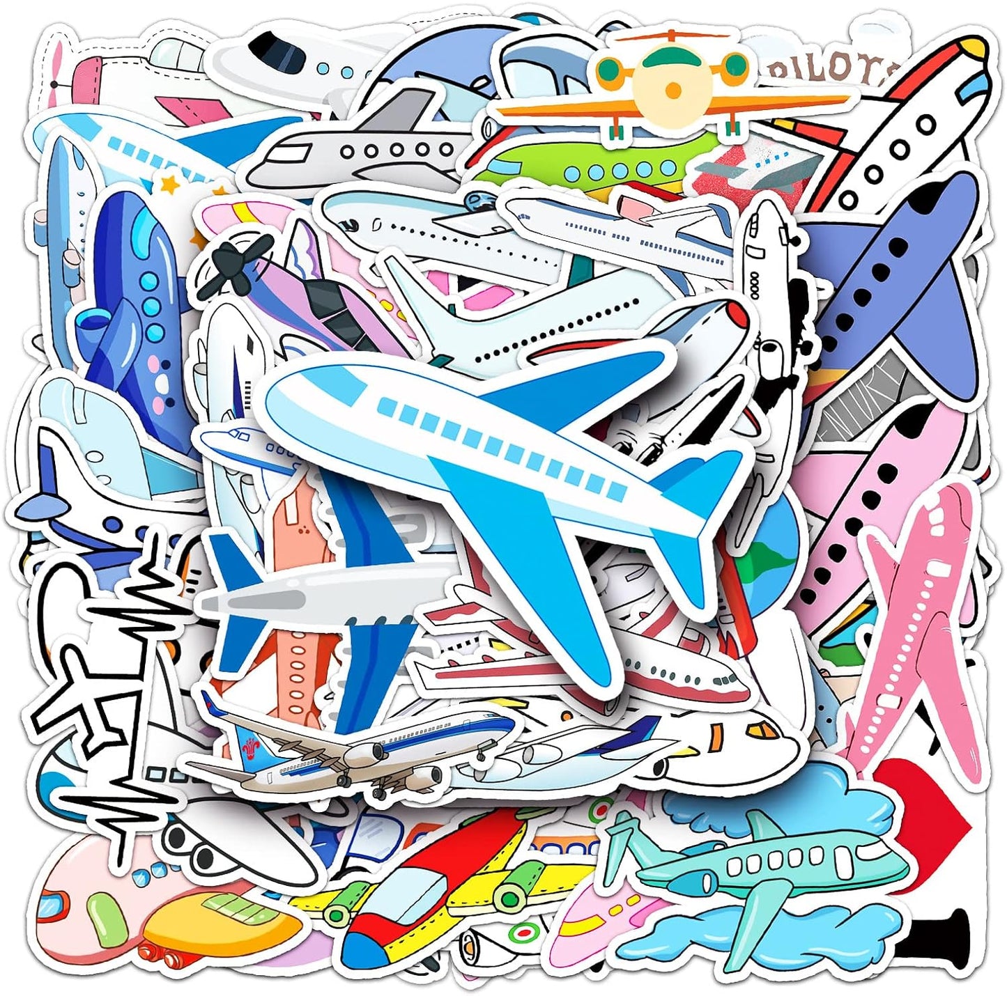 ZLWSD Stickers,50PCS Pack Kids Teens Airplane Aircraft Aesthetic Waterproof Laptop Adults Graffiti Decals for Water