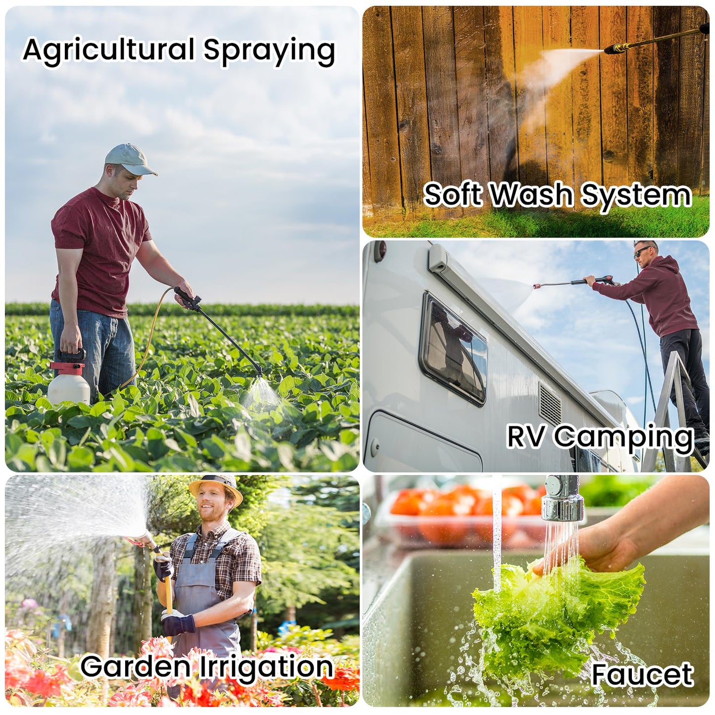 12V Sprayer Pump, 2.5gpm-8amp-60psi, Chemical and Corrosion Resistant, Compatible with Roundup, Diaphragm Pump with Pressure Switch and Self-Priming for Agricultural Spraying, Rv, Boats, Etc