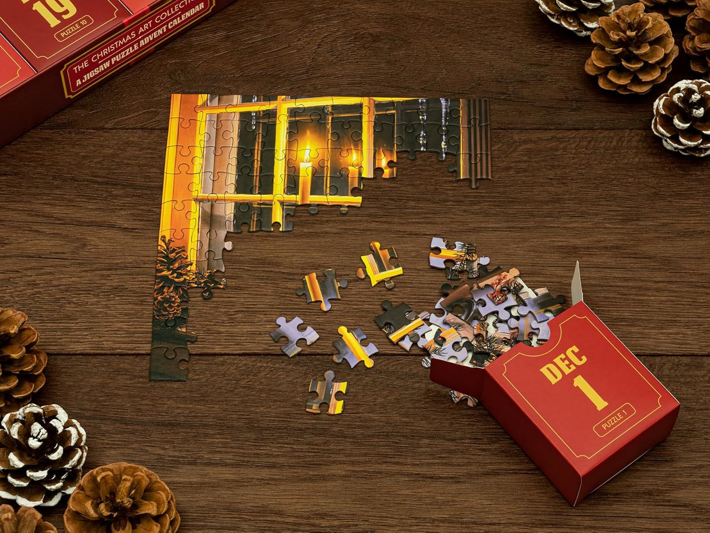 Unique Jigsaw Puzzle Advent Calendar 2025 - 12 Festive 100-Piece Puzzles for Family Fun