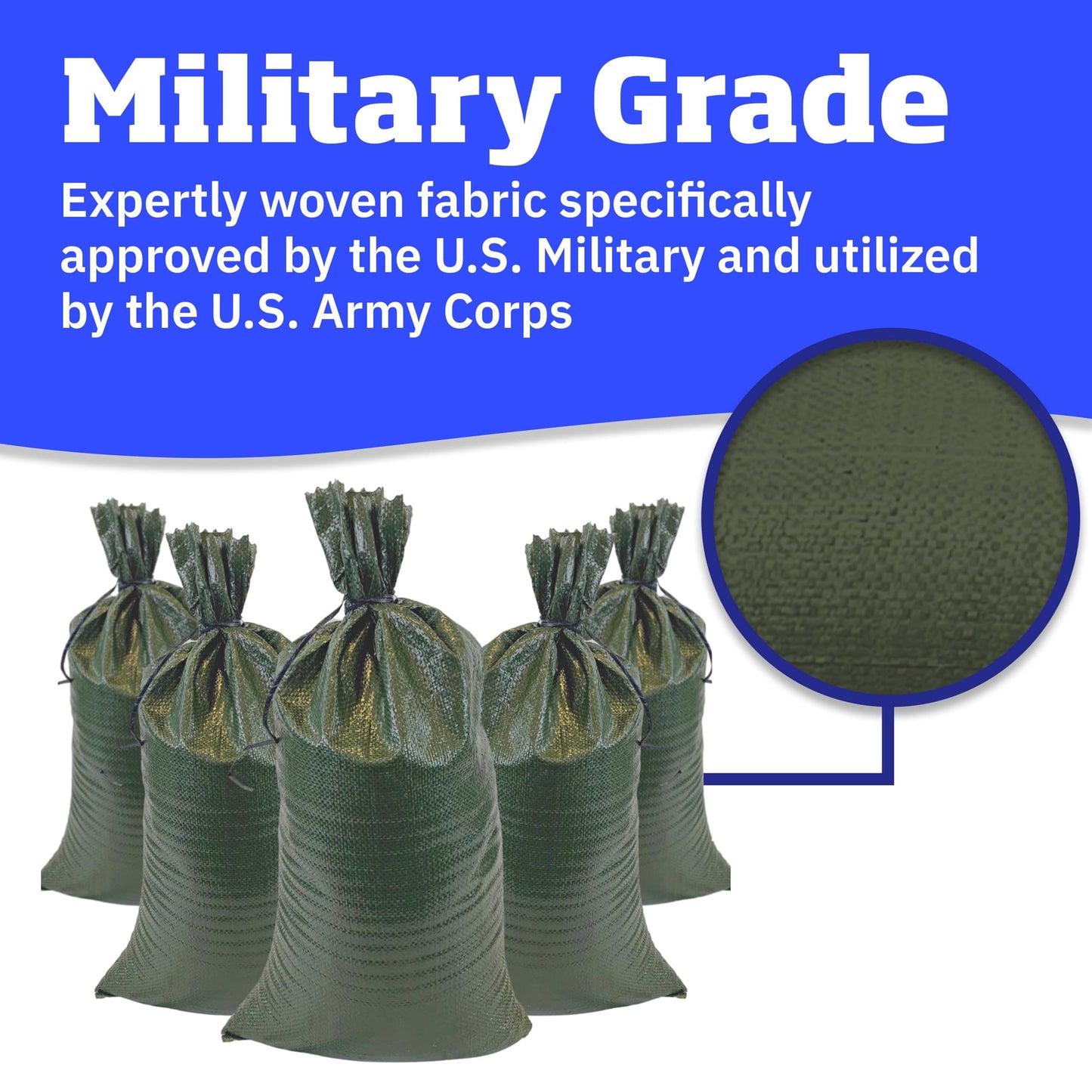 DURASACK Heavy Duty Sand Bags with Tie Strings Empty Woven Polypropylene Sand-Bags for Flood Control with 1600 Hours of UV Protection, 50 lbs Capacity, 14x26 inches, Green, 1000 Count