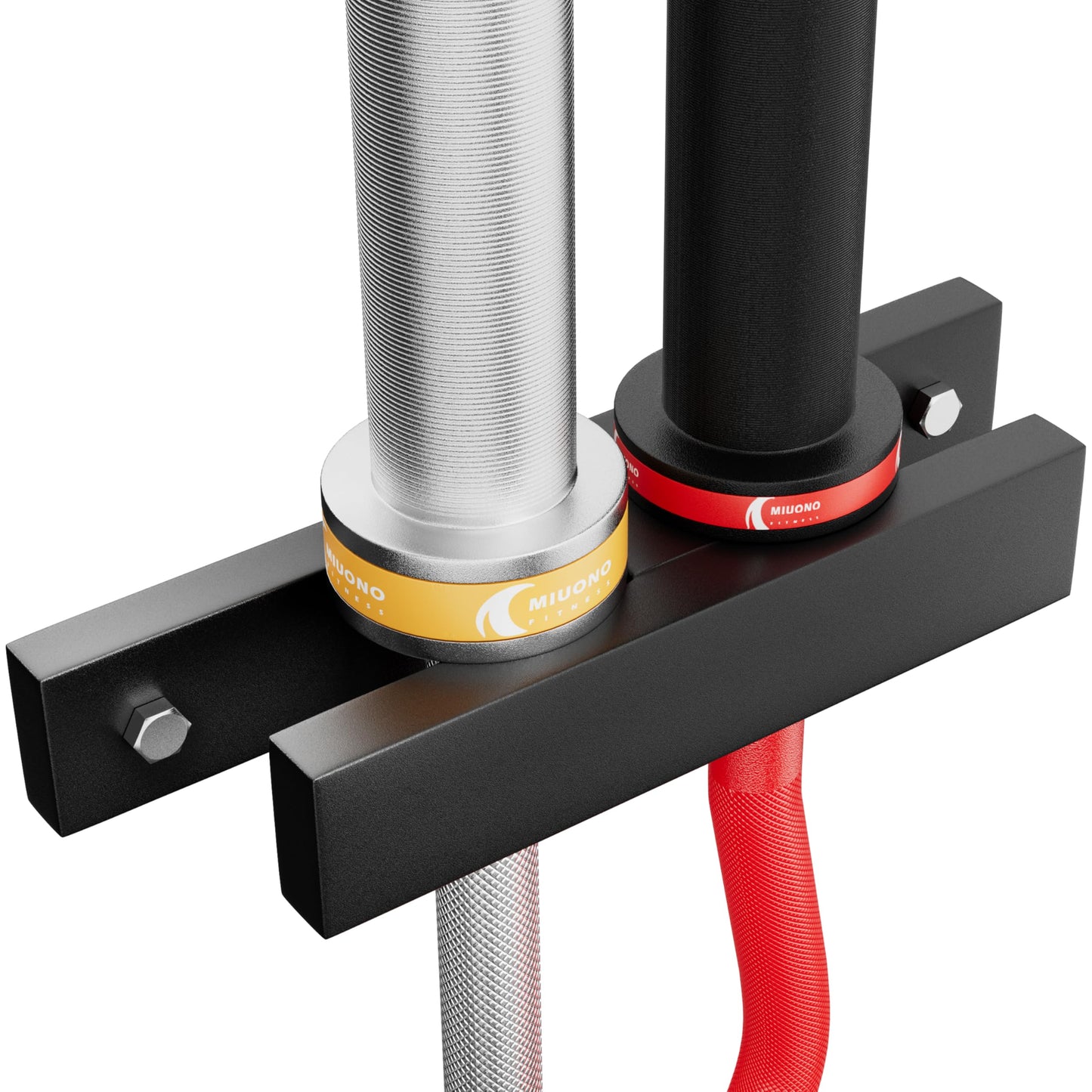 MIUONO Barbell Holder, Wall Mount Barbell Storage Hanger for Vertical Barbell Wall Rack, Garage Gym Olympic Bar Holder, Fits Under 40 mm Bar in Size, 1 Pack