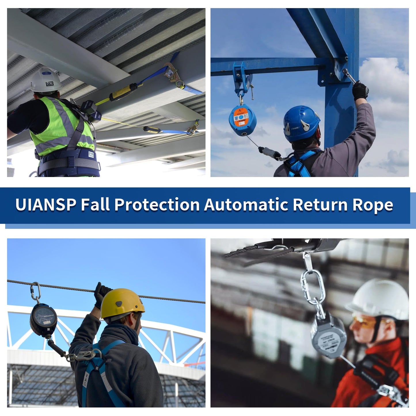 UIANSP 6ft Self Retracting Lifeline Retractable Fall Arrest Construction Roofing/Fall Protection Retractable Safety Lanyard External Shock Absorber Fall Arrest Safety