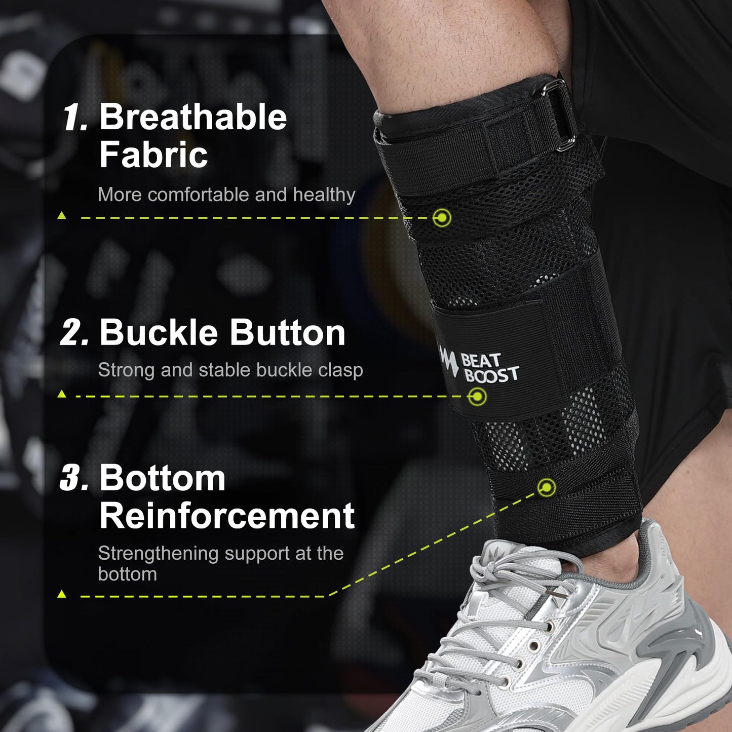BeatBoost Ankle Wrist Weights 10lb Adjustable Leg Arm Weights for Men Walking Pilates Exercise Workout Gym Aerobics