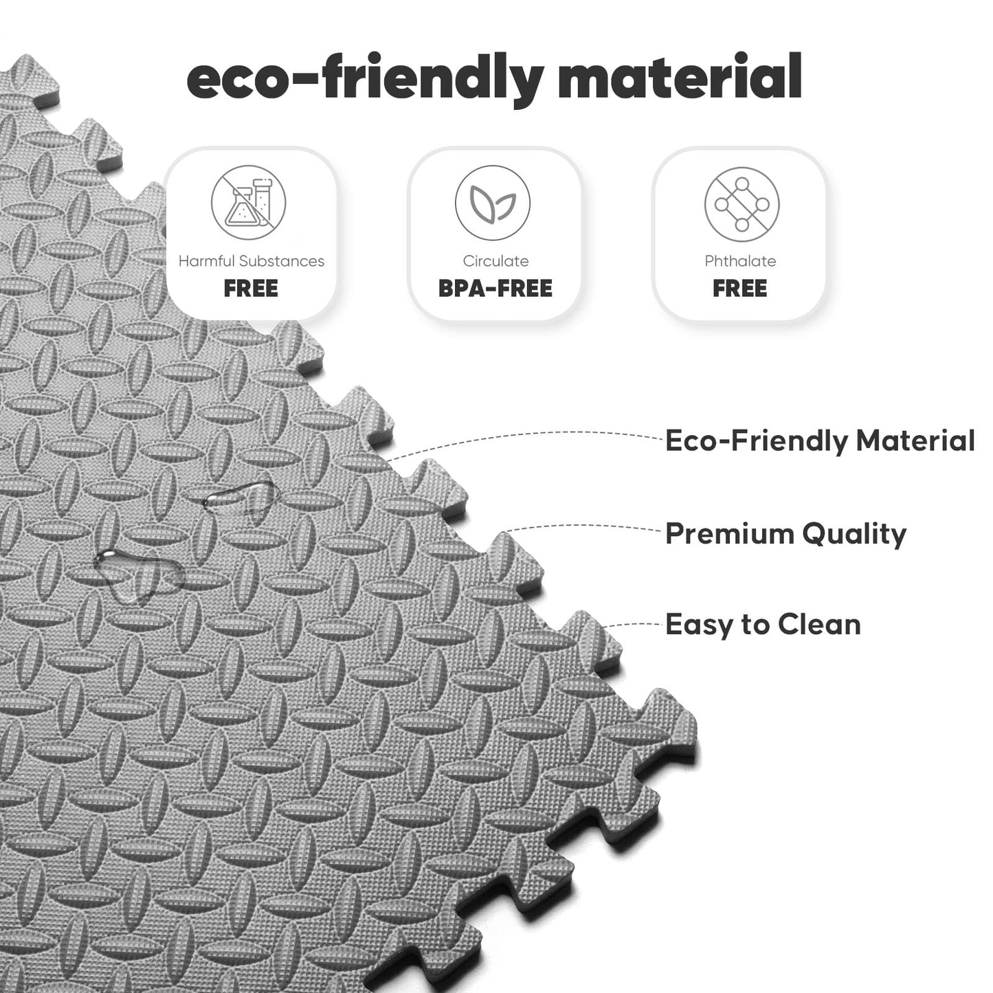 Home Gym Mat, Puzzle Exercise Mat, EVA Interlocking Foam Floor Tiles for Home Workout Equipment and Kids' Play Areas - Grey, 24 in x 24 in x ½ in - 12 Tiles (Grey, 12 Pack, 48 SQ FT)