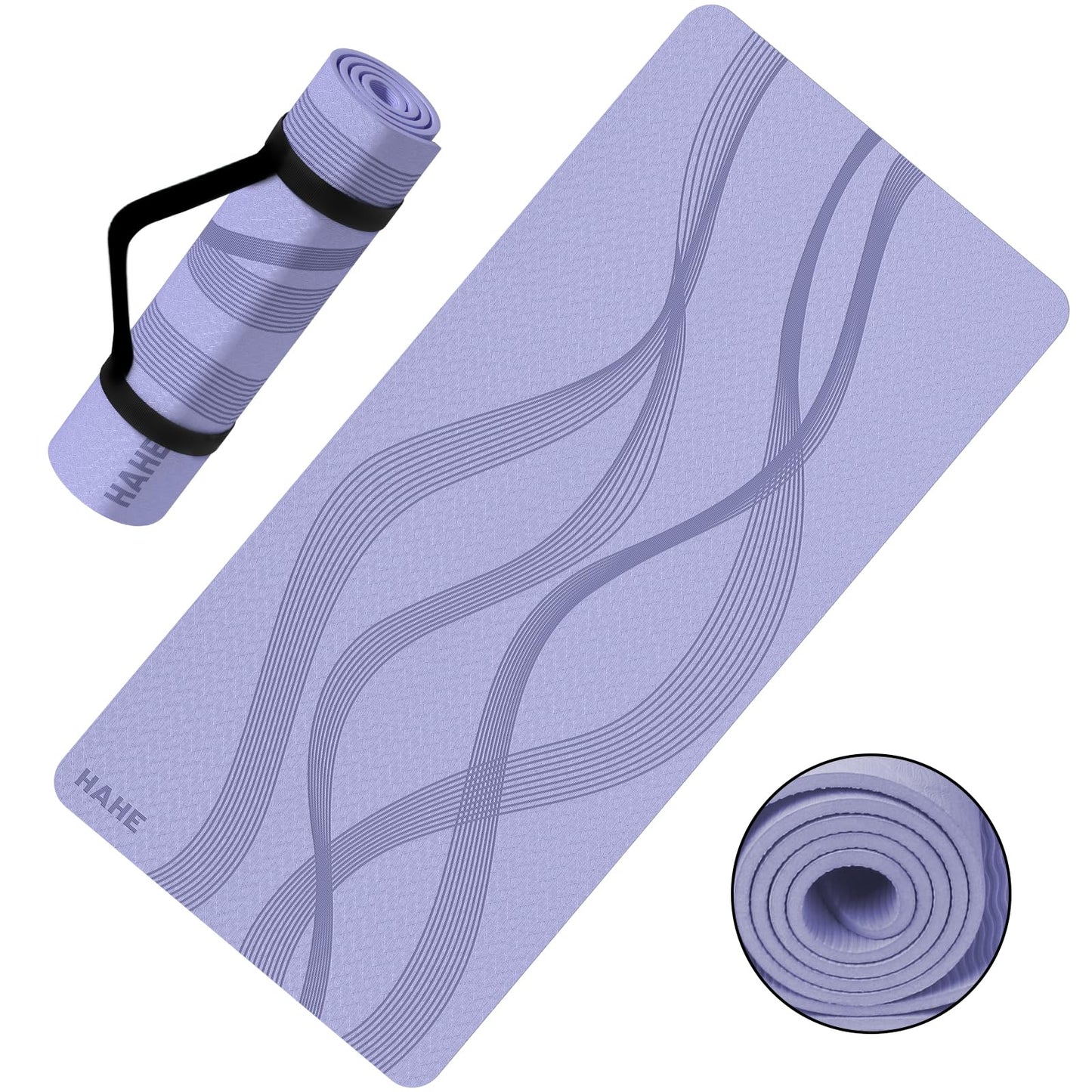 Yoga Mat High Density Exercise Mat, 76"x32"x0.27"Thick Wide & Large Yoga Mat for Women Men, Professional POE Workout Mat for Yoga, Pilates, Fitness & Stretching (Lavender Purple)