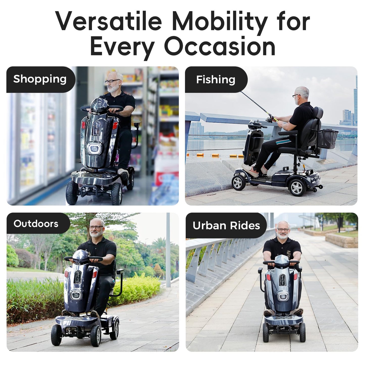 Ecomobi 20/30 Miles Heavy Duty Mobility Scooter for Seniors & Adults, 500W Motor 450 lbs Capacity, Removable Lithium Battery, 10" Tires, Off-Road Absorber, Windbreak Design