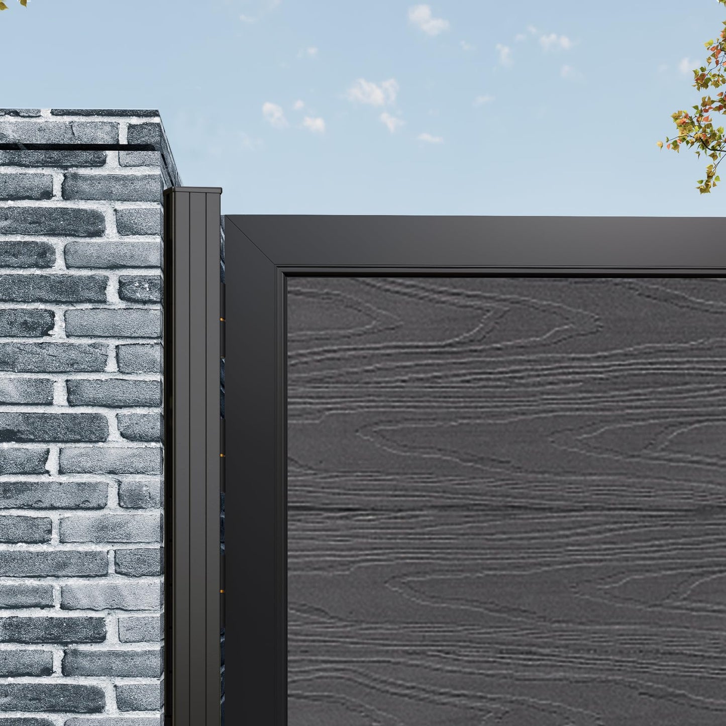 Treslam Wood Plastic Privacy Double Fence Gate 6ft(H) x 8ft(W), Metal Frame with Knob Kits, Durable Composite Outdoor Gate,Silver Gray