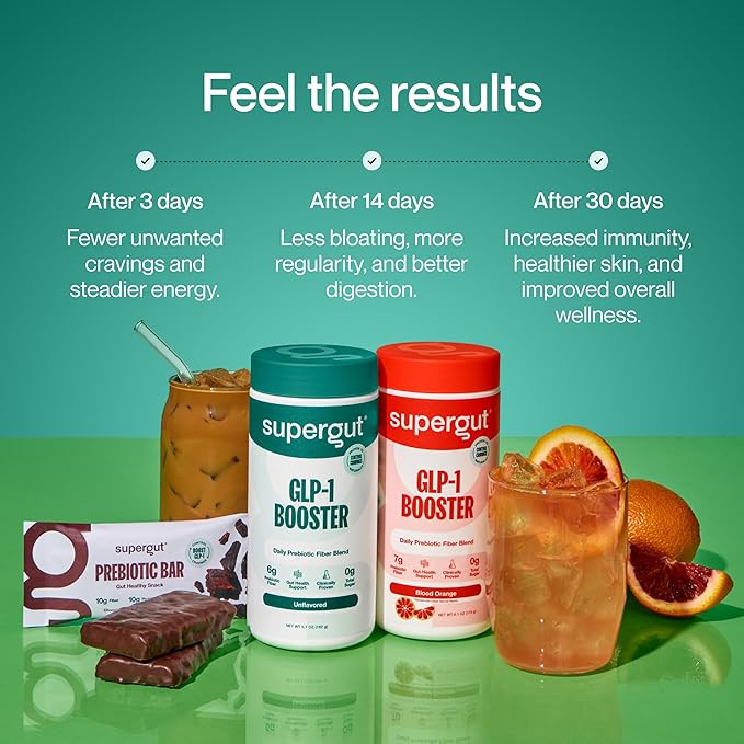 Supergut Gut Healthy Flavored GLP-1 Booster, Watermelon Lime - High Fiber GLP-1 Supplement Powder for Women & Men - Sugar-Free Drink Mix for Gut Health & Digestive Support (18 Servings)
