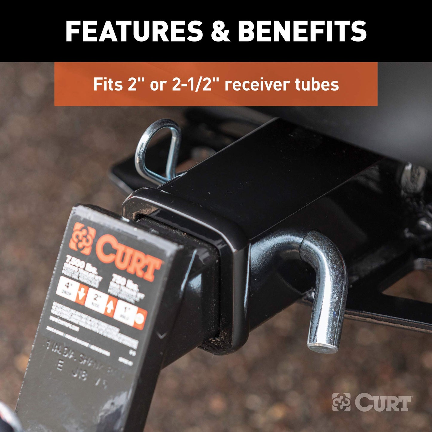 CURT 21580 Trailer Hitch Pin & Clip, 5/8-Inch Diameter, Fits 2 or 2-1/2-Inch Receiver, Clear ZINC