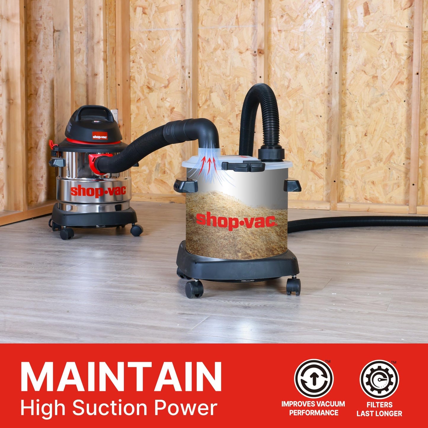 Shop-Vac 12 Gallon 6.0 Peak HP Wet/Dry Vacuum and Dust Collector with 5 Gallon Stainless Steel Tank