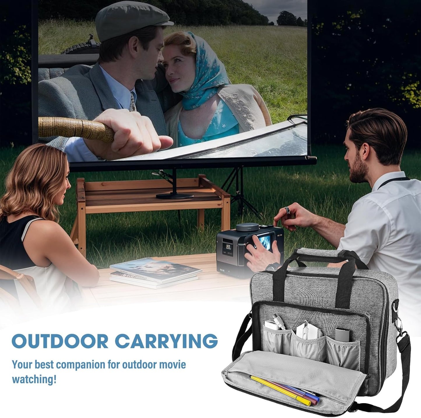 14" 11" 4" ZKOO Projector Carrying Case, Projector Bag Compatible with Most Projectors, Includes Storage Pockets