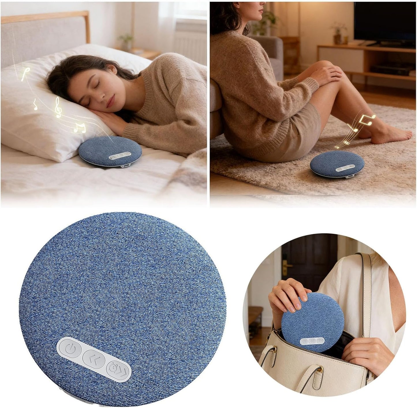 Generic (Blue-2) Bluetooth Pillow Speaker for Sleeping - Mini Portable Under Pillow Speaker with White Noise & Timer
