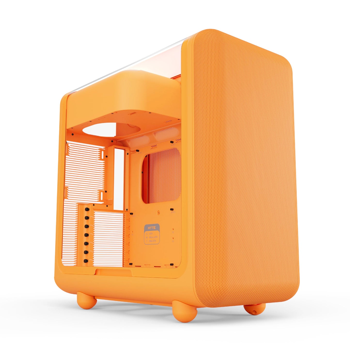 Hyte X50 - Modern Performance ATX Mid-Tower Gaming PC Case - Optimized High Airflow Chassis - 4mm Thick, Curved, Laminated Acoustic Glass - Micro Mesh Panels w Sturdy Stamped Steel - Astral Orange