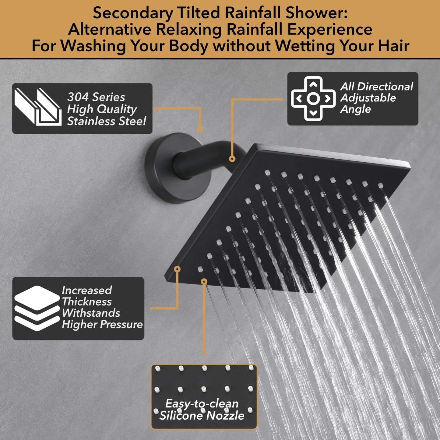 VANFOXLE Shower Faucet Set Matte Black Shower System, Push Button Diverter Shower Faucet with Trim Kit, Ceiling Mount 10 Inch Shower Head Increased Thick, 6 Inch Side Shower Head, 2-in-1 Handheld