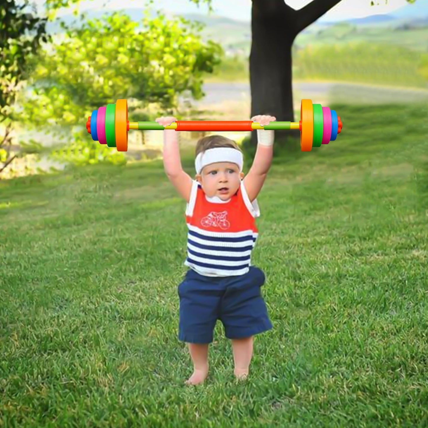 Sepco Kids Weight Set Adjustable Toddler Workout Toy Equipment Barbell Dumbbell Kettlebell for Pretend Play Exercise & Fitness Toy
