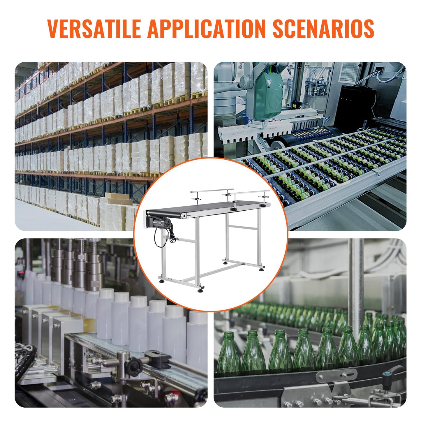 VEVOR Belt Conveyor, 59 x 15.7 inch ConveyorTable, Heavy Duty Stainless Steel Motorized BeltConveyor for Inkjet Coding Applications Powered PVCBelt Anti-Static Adjustable Speed (Double Guardrail)